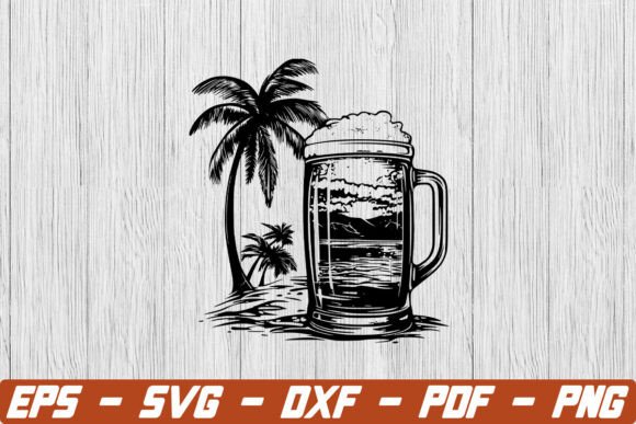 Beer with Beach Scene SVG: Merging Coastal Vibes and Digital Craftsmanship