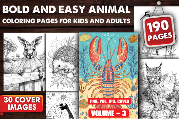 Bold and Easy Animal Coloring Pages V-03 Design Guide
