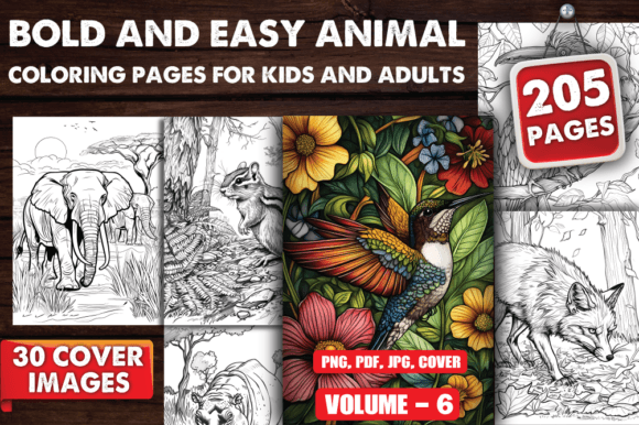Bold and Easy Animal Coloring Pages V-06: A Modern Approach to Creative Decompression