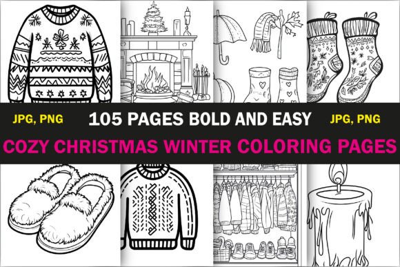 Bold Easy Cozy Christmas Winter Coloring