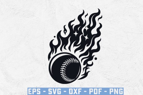Flaming Baseball with USA Flag SVG Design Guide