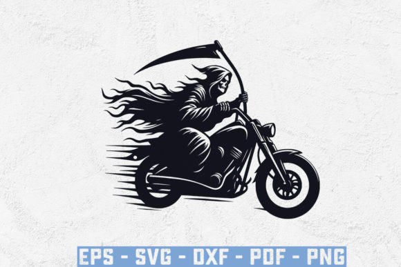 Grim Reaper Riding Motorcycle SVG: Design Uses