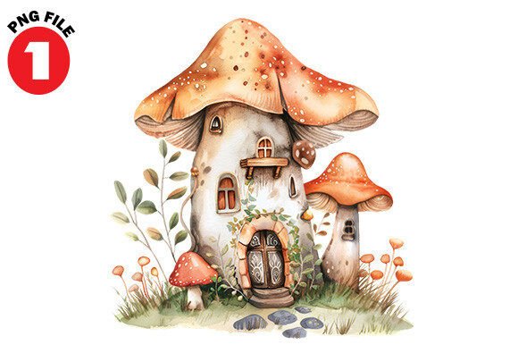 Integrating Fairy Mushroom House Watercolor Clipart into Professional Creative Workflows