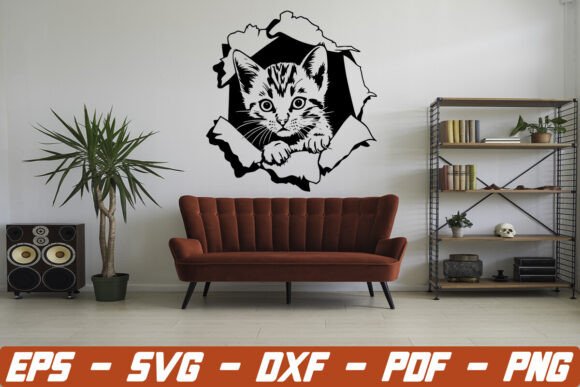 Kitty on the Wall SVG: Funny Cat Designs for Creators