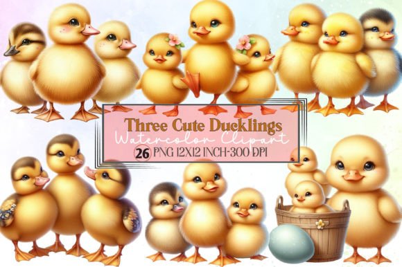 Maximizing the Charm of Watercolor Three Cute Ducklings Clipart in Your Designs