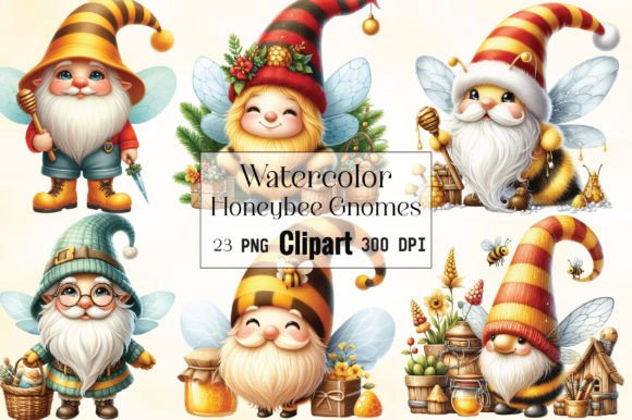 Strategic Application of Watercolor Honey Bee Gnomes Clipart in Creative Commerce