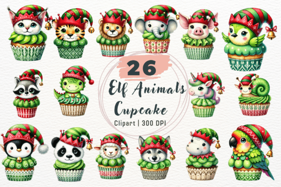 Strategic Whimsy: Leveraging Elf Animals Christmas Cupcake Clipart in Modern Holiday Marketing
