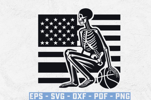 USA Flag with Skeleton Basketball SVG: Merging Patriotic Spirit and Edgy Design
