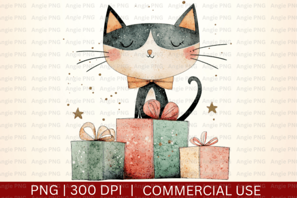 Whimsical Christmas Cat PNG: Elevating Holiday Designs with Playful Feline Graphics